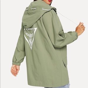 Animal Print Drawstring Hooded Coat